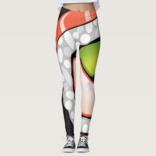 Leggings Petit pain de sushi abstrait (Devant)