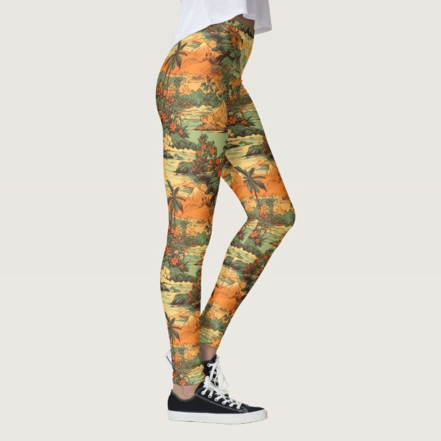 Leggings Petit Vintage Hawaiian Paysage Vert (Droite)