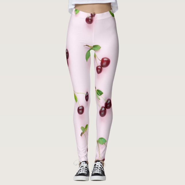 Leggings Petite cerise sur Arrière - plan rose clair (Devant)