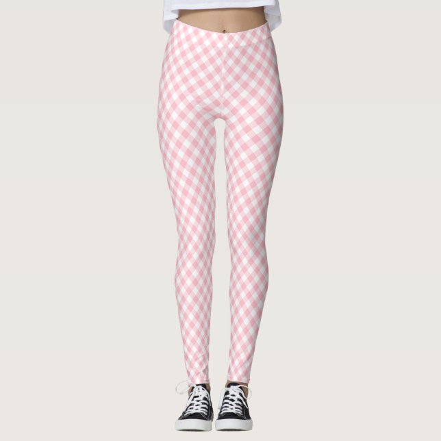 Leggings Petite diagonale rose et blanc En vichy chèques (Devant)