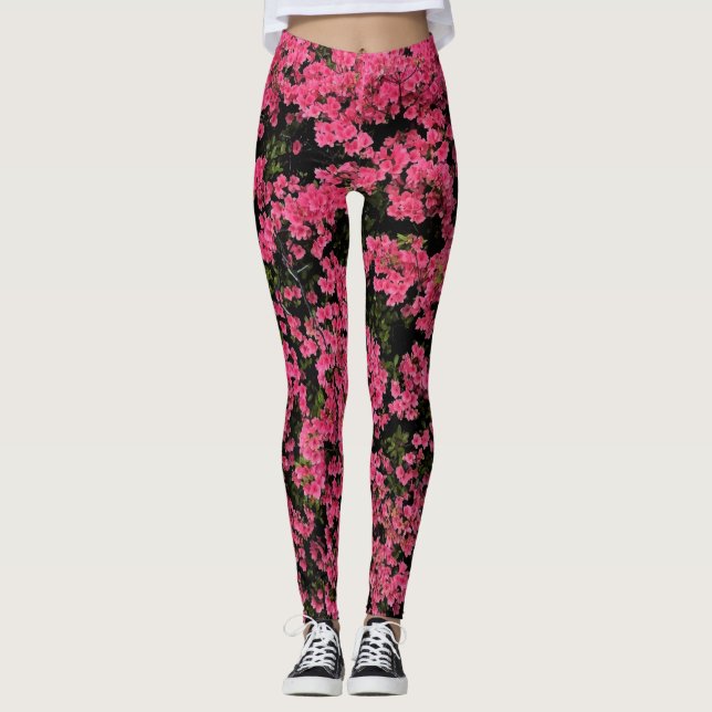 Leggings Petite fille Motif photo d'arbre rose (Devant)