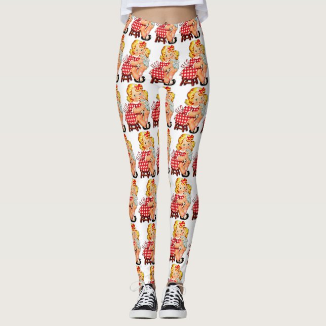 Leggings Petite fille retro vintage poupée (Devant)
