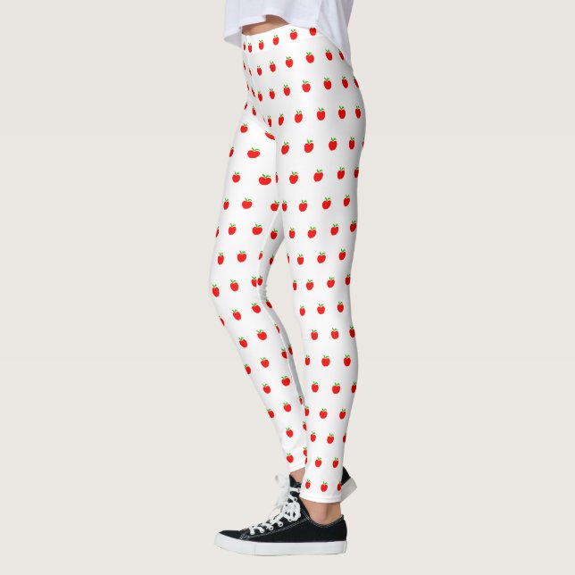 Leggings Petite Motif rouge pomme blanche (Gauche)