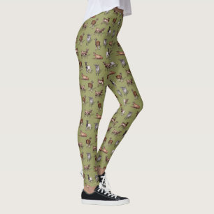 Leggings Petites chèvres en vert - Motif de troupeau de chè