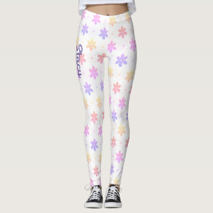 LEGGINGS PETITES FLEURS PETITES FILLES ROSE ROSE JAUNE LILA