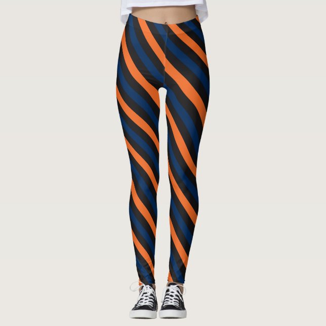 Leggings Petites guêtres diagonales bleues et oranges de (Devant)