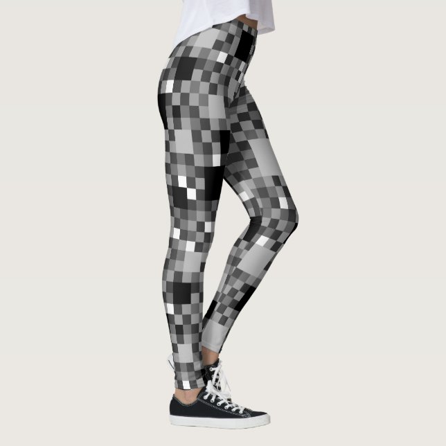Leggings Petits Carrés numériques Pixellisés Noirs (Droite)