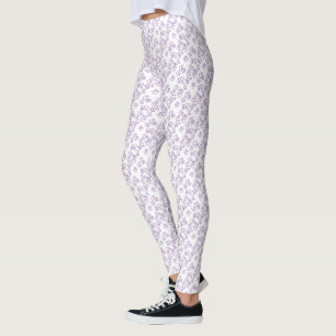 Leggings Petits Coeurs pourpres Liés Motif sur le blanc