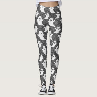 Leggings Petits fantômes mignons sur carreaux noirs