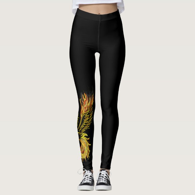 Leggings Phoenix se levant des guêtres de jambe de flammes (Devant)