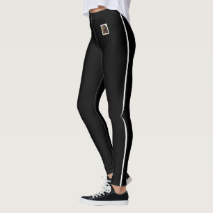 Leggings Photo de chat mignon personnalisé avec rayure blan