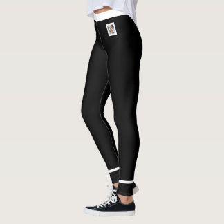 Leggings Photo de chat personnalisé en noir et blanc rayé