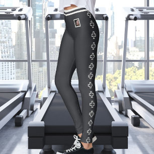Leggings Photo de chien personnalisé Motif croix neutre Cav