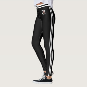 Leggings Photo de compagnie personnalisée Texte rayures bla