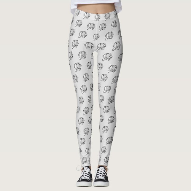 Leggings photo de pitbull dessiné à la main amateur de chie (Devant)