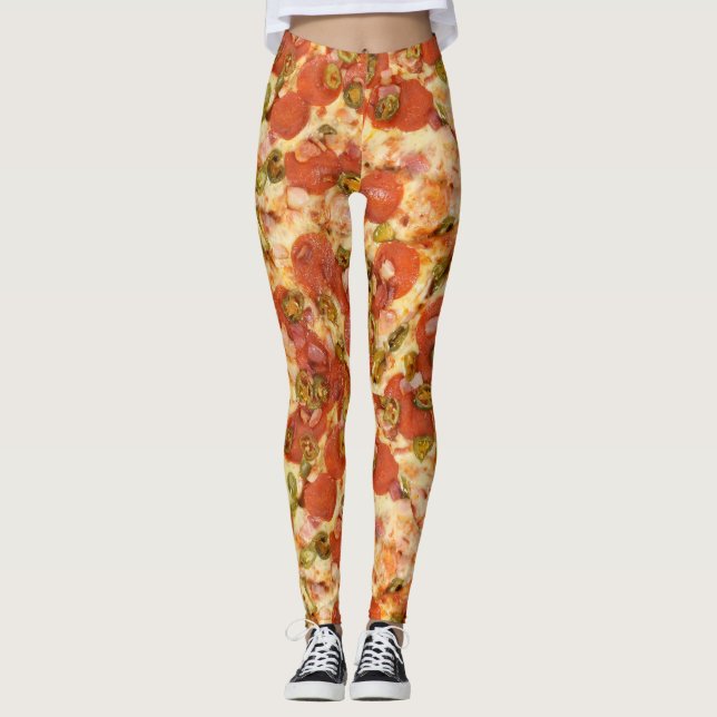 Leggings photo entière délicieuse de jalapeno de pepperoni (Devant)