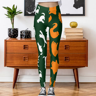 Leggings Photo personnalisée Motif de chat blanc orange