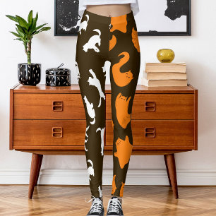 Leggings Photo personnalisée Motif de chat blanc orange