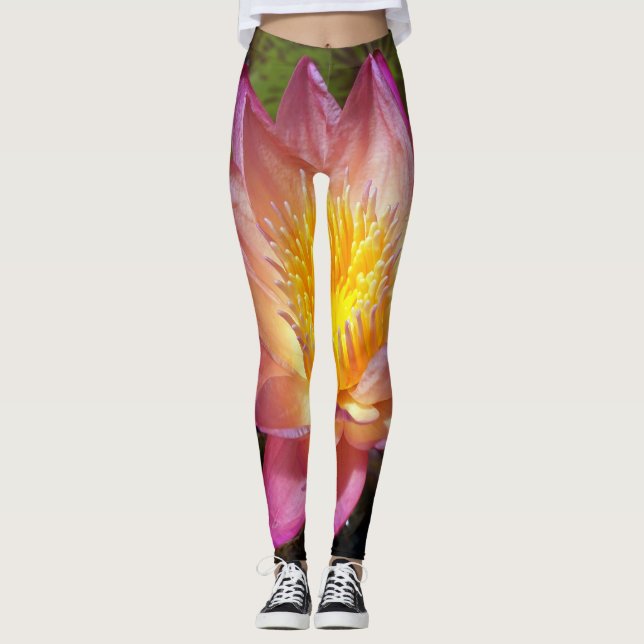 Leggings Photographie de Nénuphar Rose (Devant)