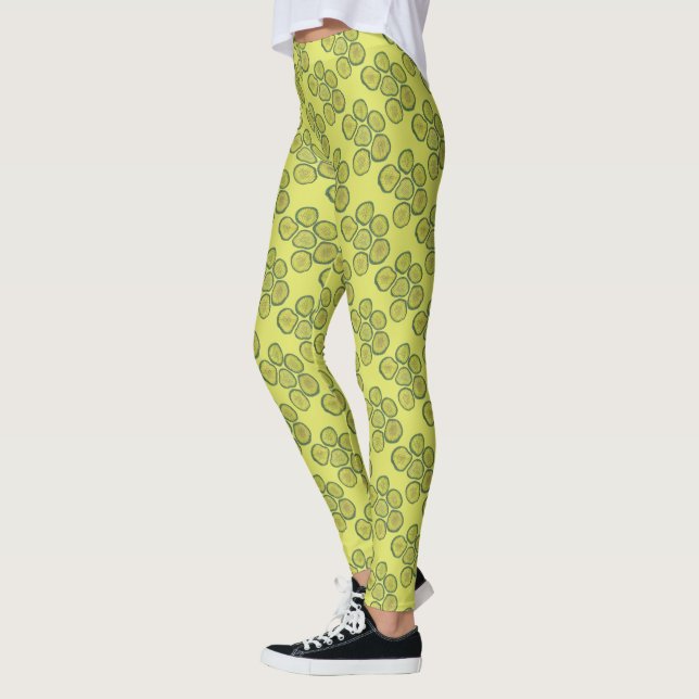 Leggings Picker Chips Green Kosher Dill Pickle Chip Print (Gauche)