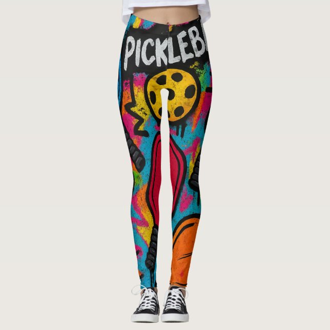 Leggings Pickleball Abstrait Paddle Ball (Devant)