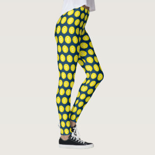 Leggings Pickleball Balls Jaune Bleu Motif