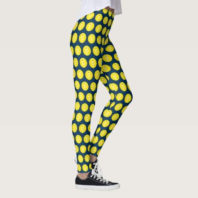 Leggings Pickleball Balls Jaune Bleu Motif (Droite)