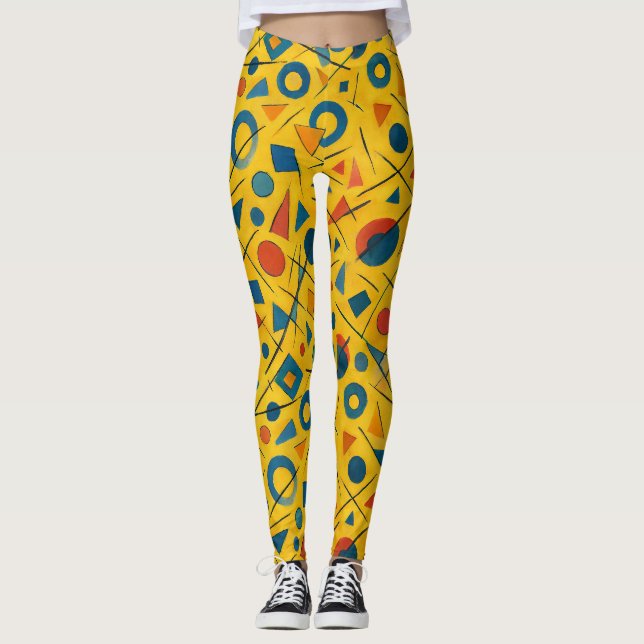 Leggings Pickleball Bold Wassily Kandinsky Style Motif (Devant)