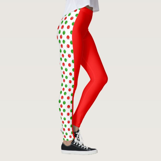 Leggings Pickleball Christmas Red and Green Pickleballs (Droite)