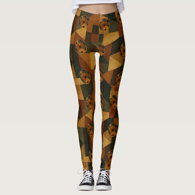 Leggings Pickleball Juan Gris Style Motif Abstrait (Devant)
