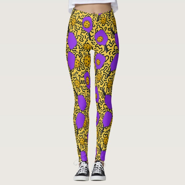 Leggings Pickleball Keith Haring Style Paddle Motif (Devant)