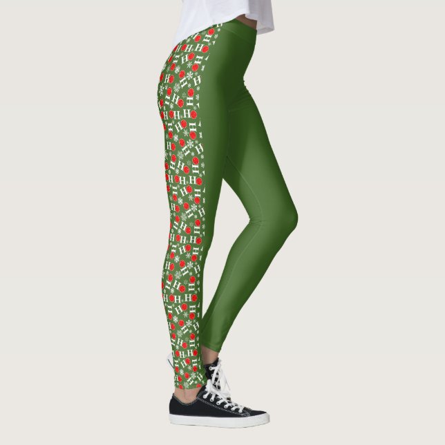 Leggings Pickleball Noël Rouge Vert Feux de neige Ho Ho Ho (Droite)