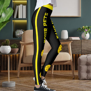 Leggings Pickleball Personnalisé Maman Chien Rayures Noires