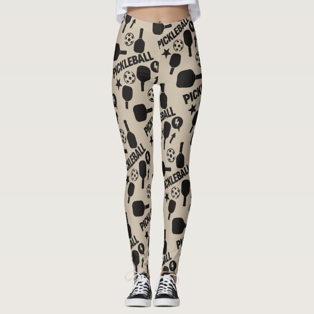 Leggings Pickleball Stencil Motif Art (Devant)