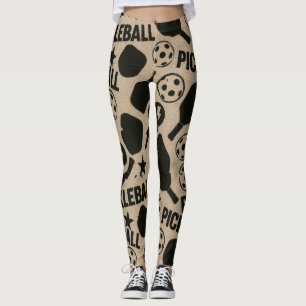 Leggings Pickleball Stencil Motif Art
