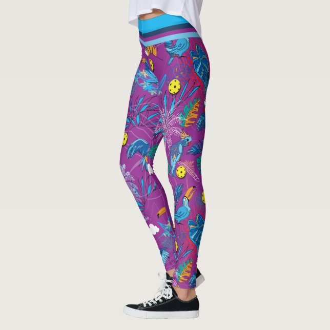 Leggings Pickleball tropical, magenta (Gauche)