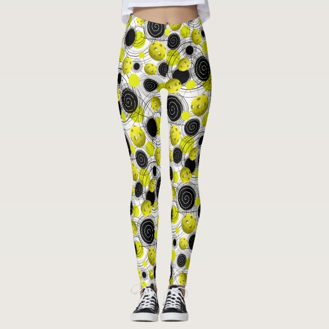 Leggings Pickleballs vert au néon - guêtres (Devant)