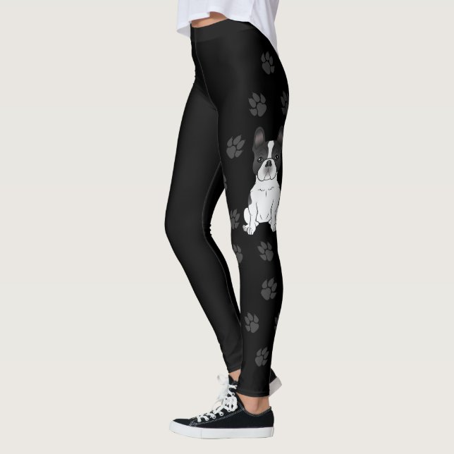 Leggings Piebald Noir Chien-taureau Français / Chien-Chiens (Gauche)