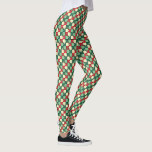 Leggings Pièce de puzzle rouge vert Noël Monogramme