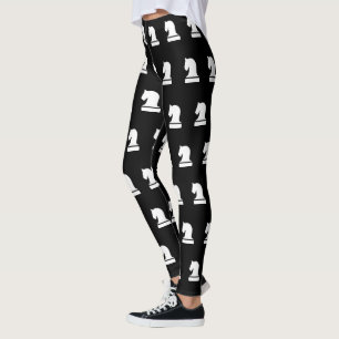 Leggings Pièce d'échecs en noir et blanc légendes motifs