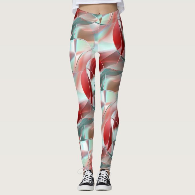 Leggings Pièces circulaires torsadées en corail rouge doux  (Devant)