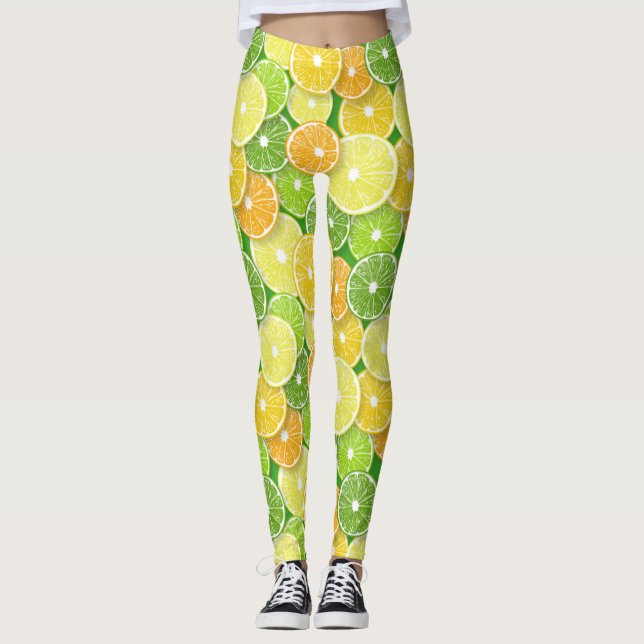 Leggings Pièces de fruits d'agrumes pop art 3 (Devant)