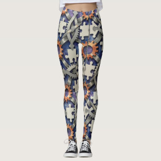 Leggings Pièces de Puzzle engrenages Motif sans couture