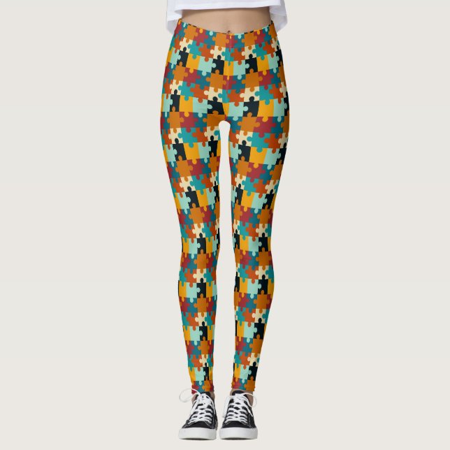 Leggings Pièces de puzzle esthétique vintage Motif (Devant)