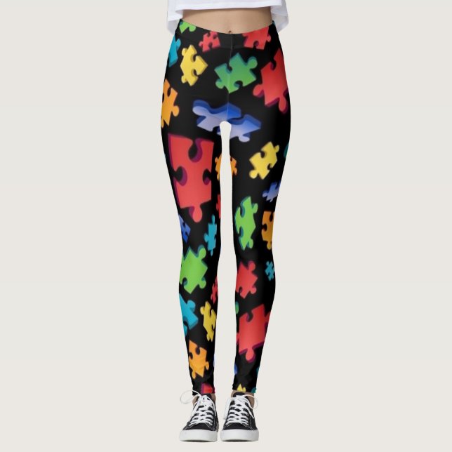 Leggings Pièces de puzzle sensibilisation sur l'autisme (Devant)