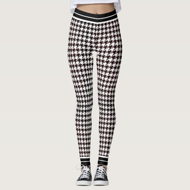 Leggings Pied de fond noir et blanc classique    (Devant)