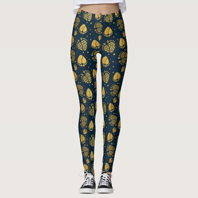 Leggings Pieds et Coeurs bébé en couleur or (Devant)