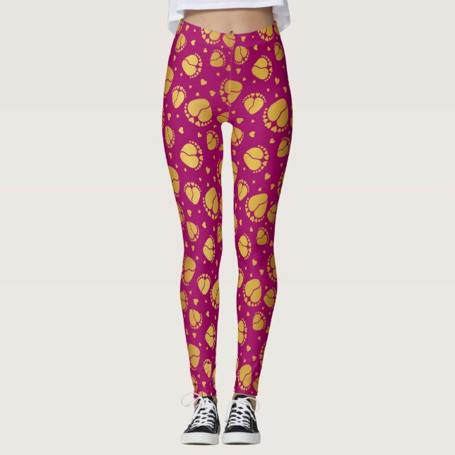 Leggings Pieds et Coeurs de bébé dorés sur Arrière - plan r (Devant)