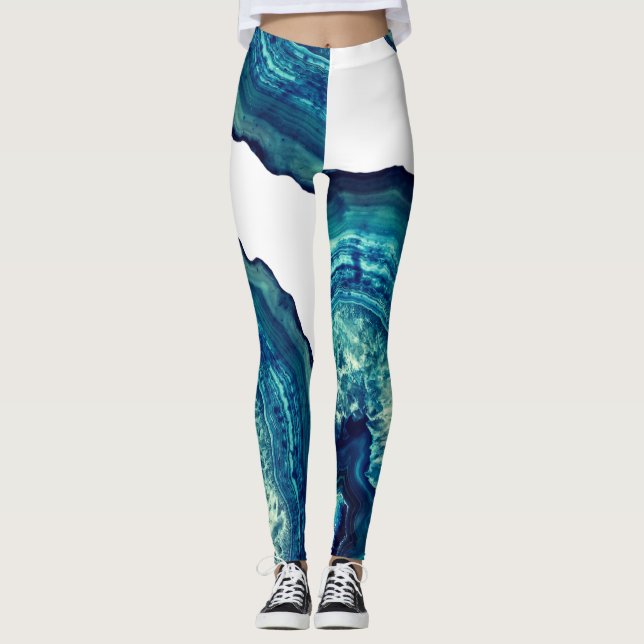 Leggings Pierre assez bleue et turquoise de Geode d'agate (Devant)