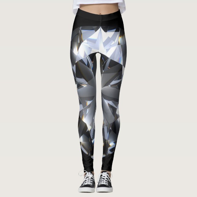 Leggings Pierre de diamant : l'espace noir brille. (Devant)